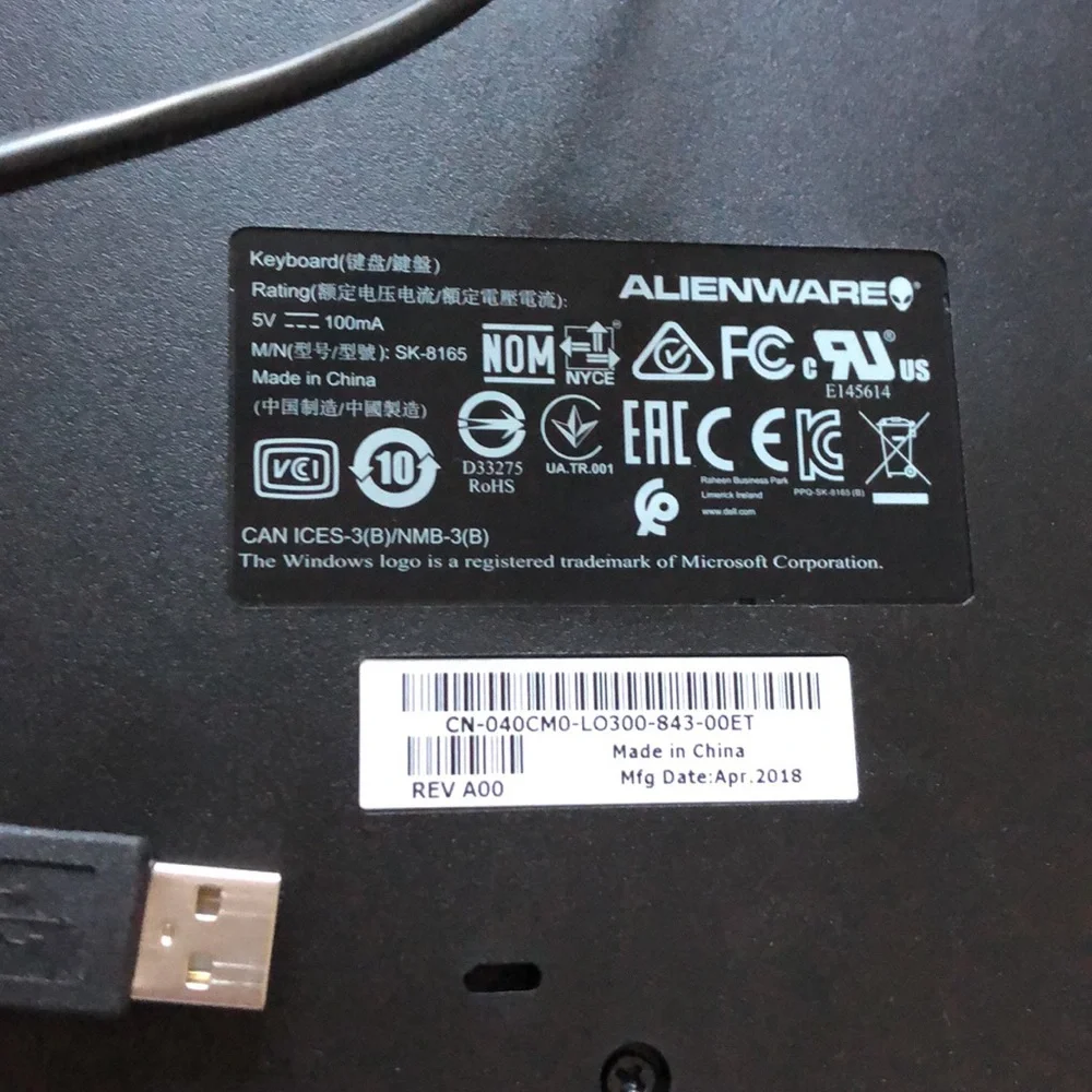 ALIENWARE keyboard. Like new. Barely used. Works perfectly. Tactile keyboard.